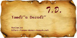 Tamás Dezső névjegykártya
